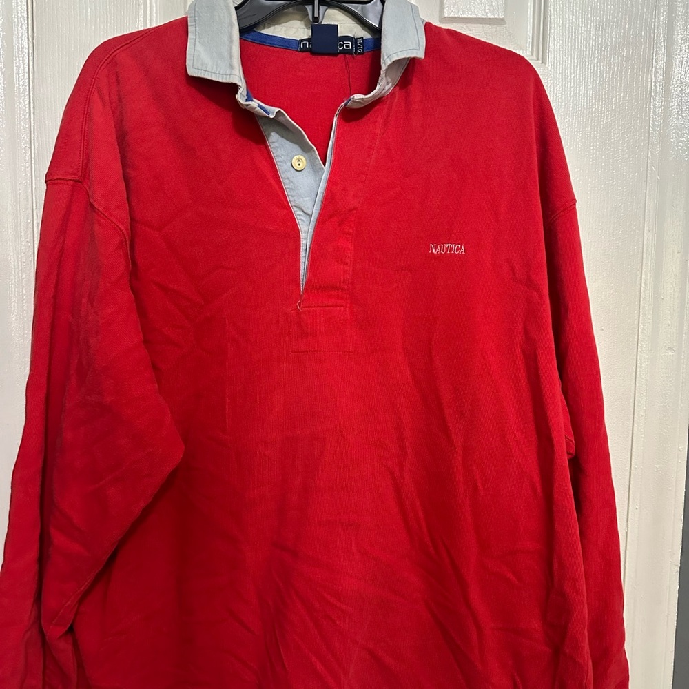 Vintage Nautica Men's Red Shirt